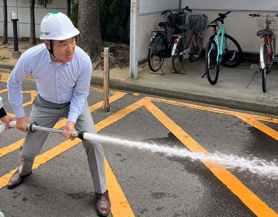 津フェニックスビルの避難訓練